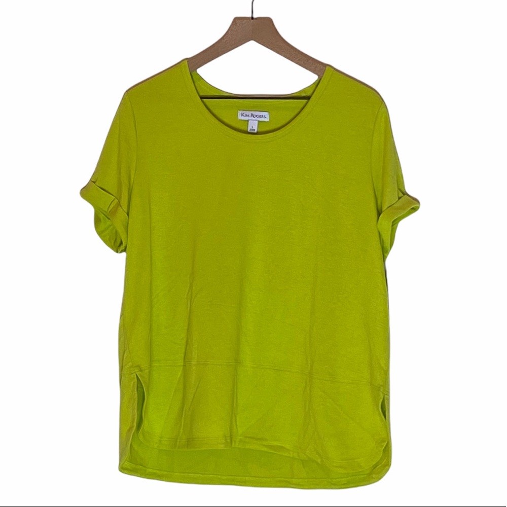 Kim Rogers A Amalfi Coast Lime Short Sleeve Top in Large